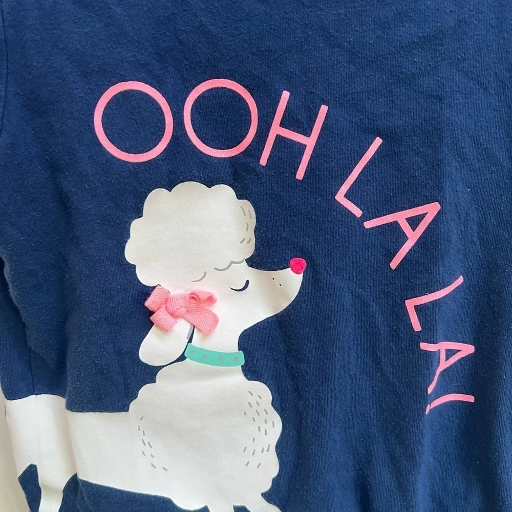 Carter’s 2T Blue & White Oh La La Poodle Girls Short Sleeve Tee Top